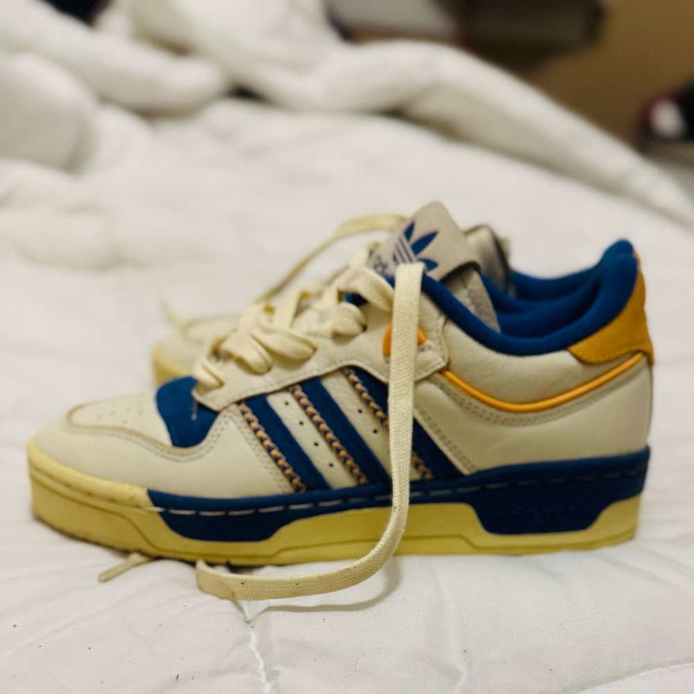 Adidas Cream and Blue Sneakers